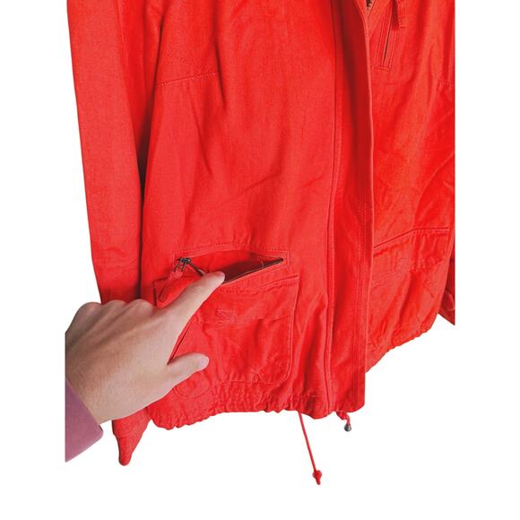 Anthro Daughters of the Liberation Fur Hood Full Zip Utility Parka Red XS Winter - Picture 9 of 13